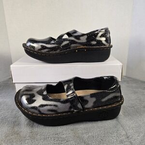 Ingaro Dinah 19 Mary Jane Clogs Black Silver Metallic Glitter Slip Resistant 7.5